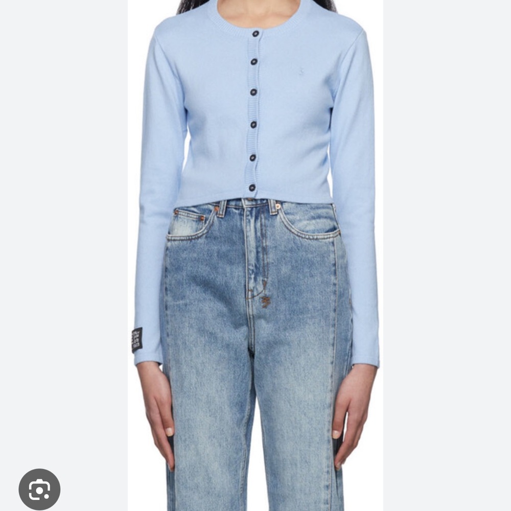 Light Blue Cardigan with Black Buttons
